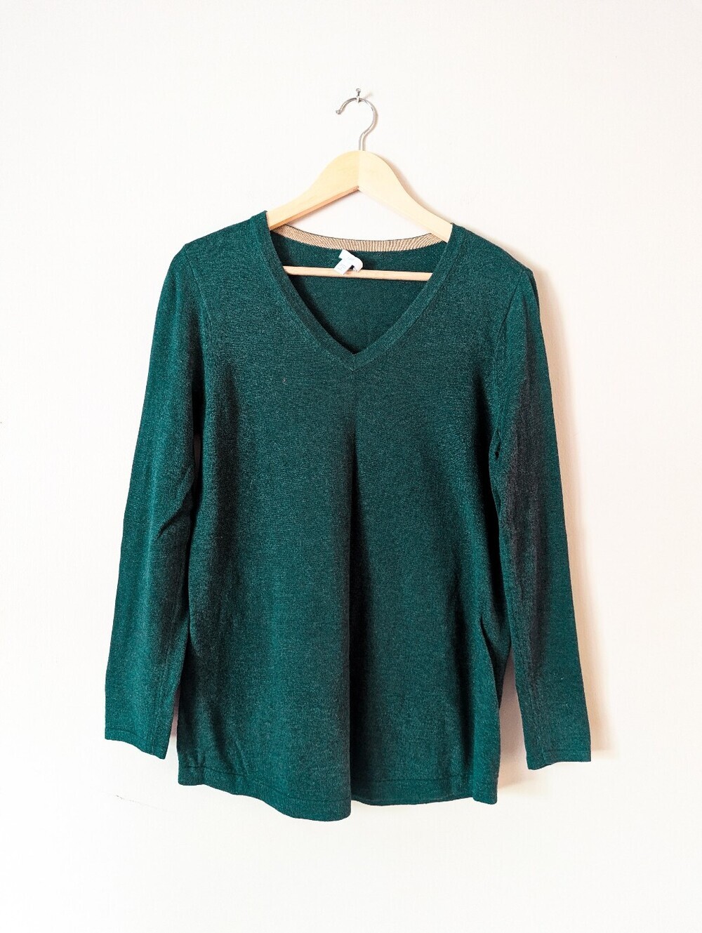 J Jill Soft Green V-Neck Sweater
